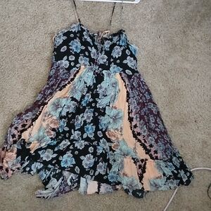 Floral Dress in Black and Blue